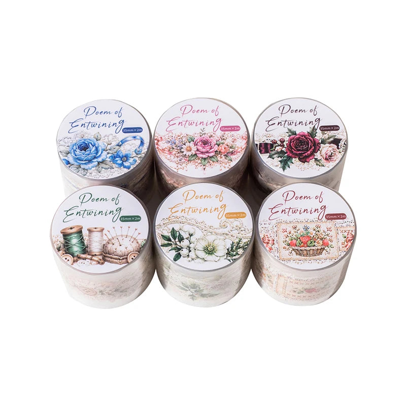 Floral Lace PET Washi Tape — Aesthetic Scrapbooking & Journal Decor