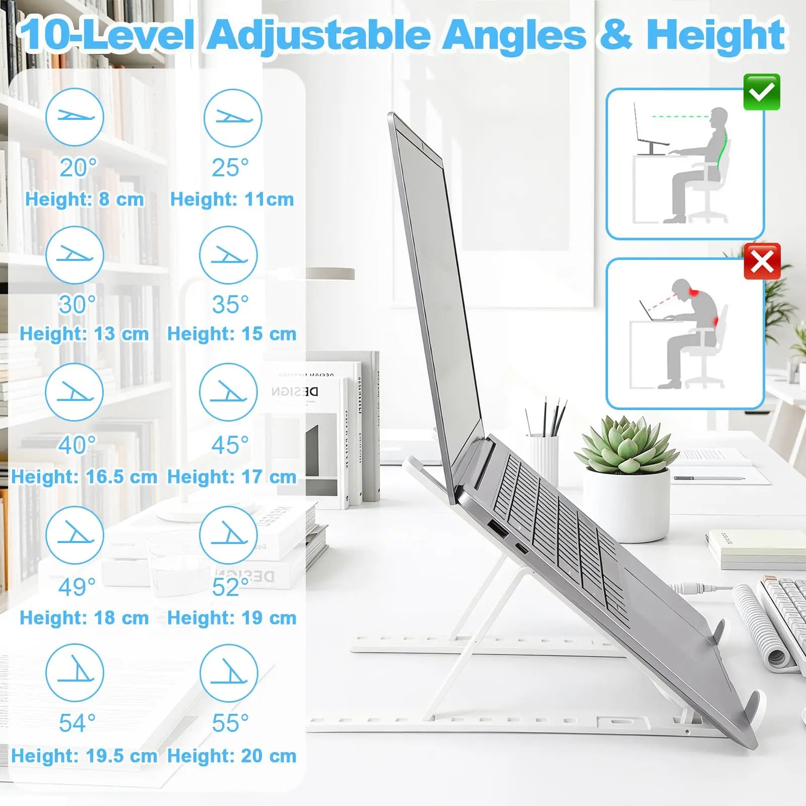 Adjustable Laptop Stand — Portable Ergonomic Riser for Desk