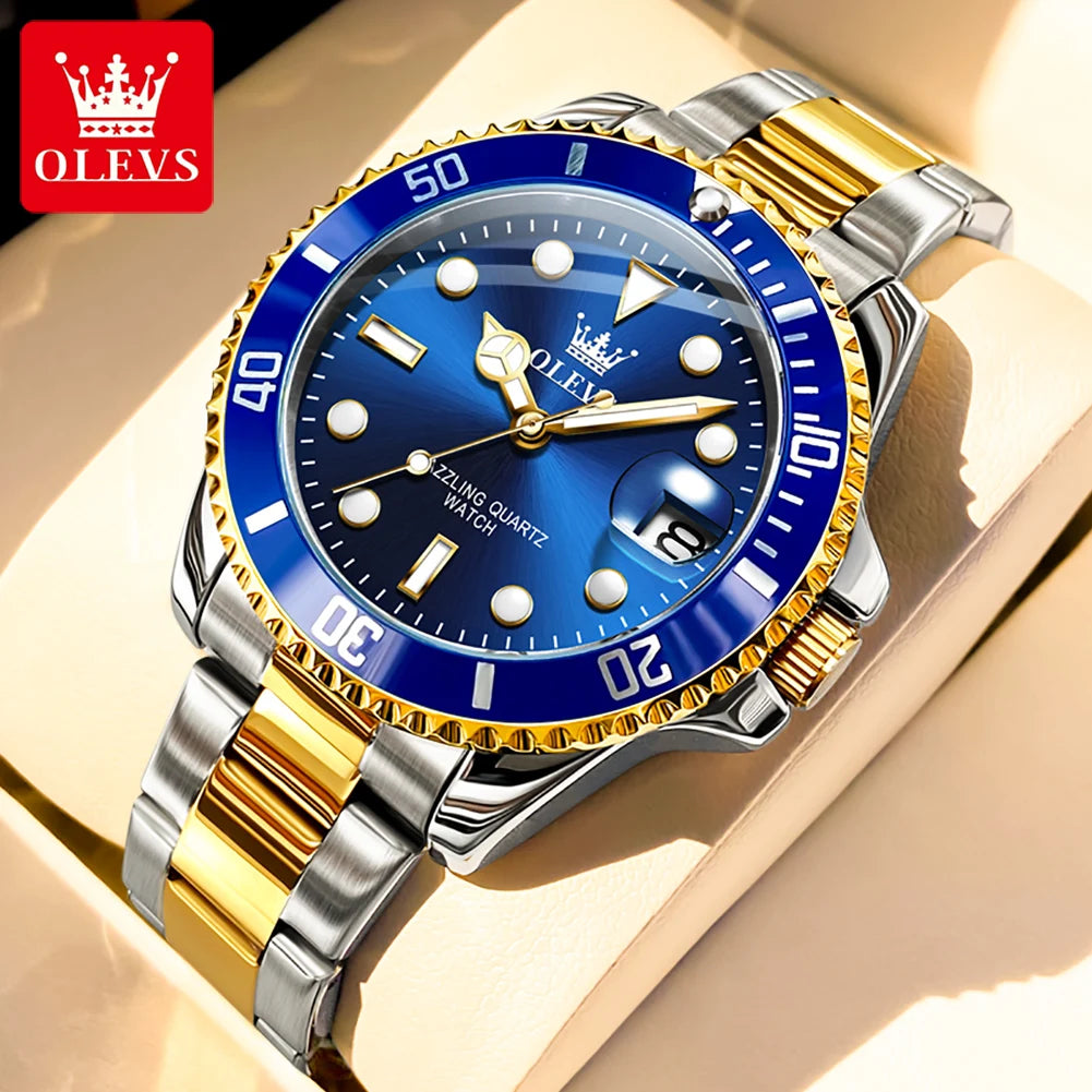 OLEVS 5885 Men's Business Watch — Stainless Steel Quartz Wristwatch