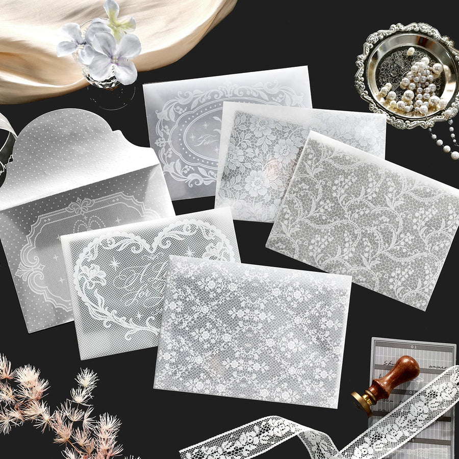 Vintage Lace Paper Envelopes — Nostalgic Postcard Storage & Letter Supplies