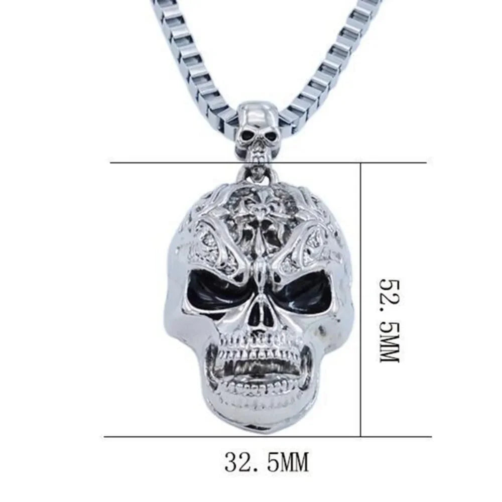 Vintage Gothic Skull Necklace — Punk Style Metal Pendant Jewelry