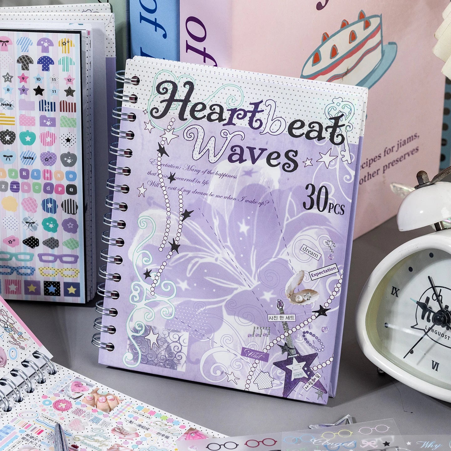 Cute Cardiac Wave PET Stickers — 30 Sheets of Decorative Scrapbooking Material