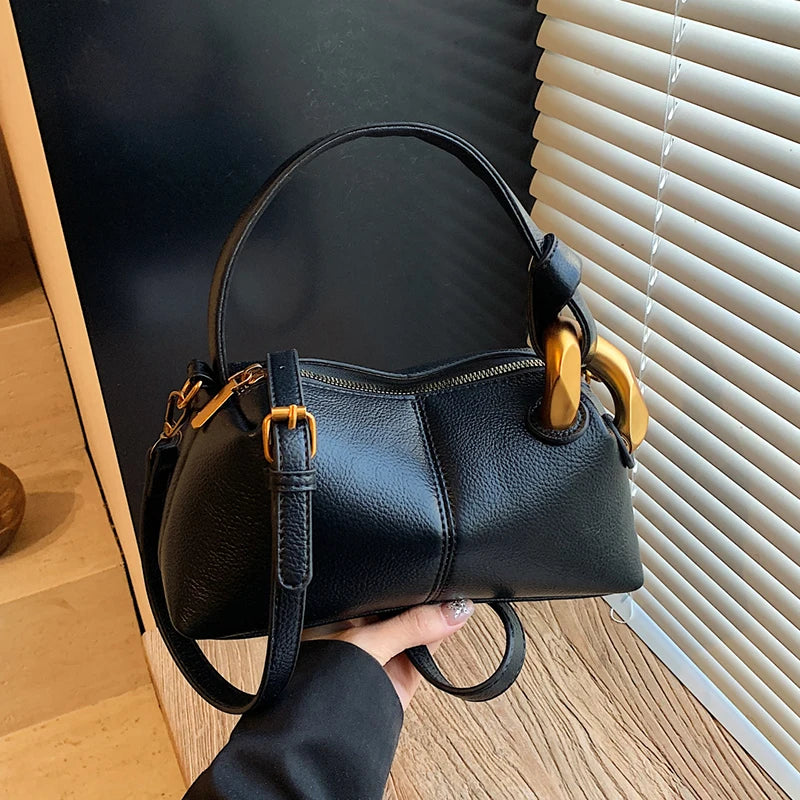 Textured PU Leather Clutch Bag — Versatile Shoulder & Crossbody Handbag