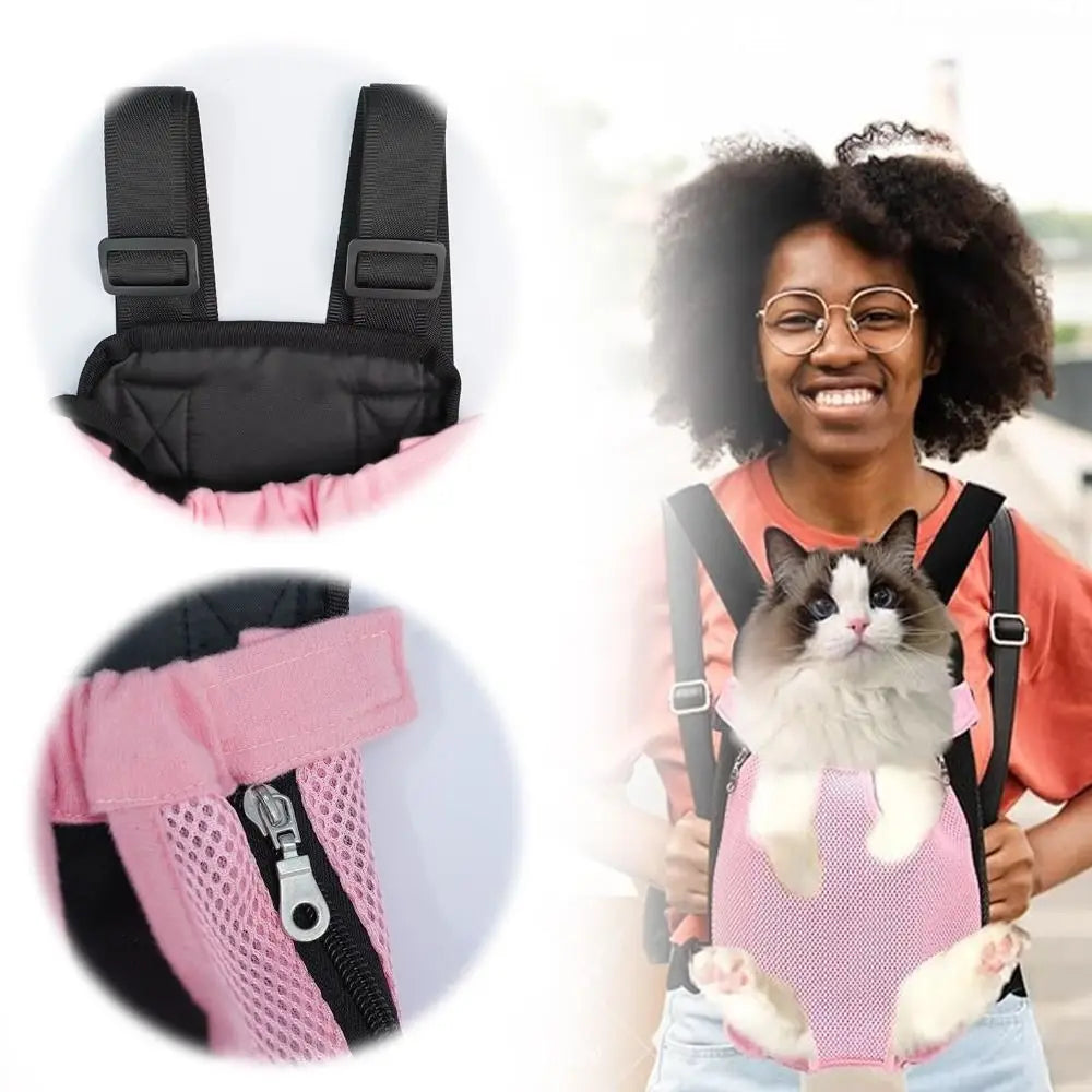 Adjustable Pet Carrier Backpack — Breathable Double Shoulder Bag for Travel