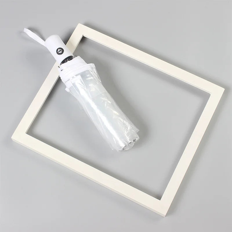 Automatic Transparent Folding Umbrella — Windproof 3-Fold Clear Canopy