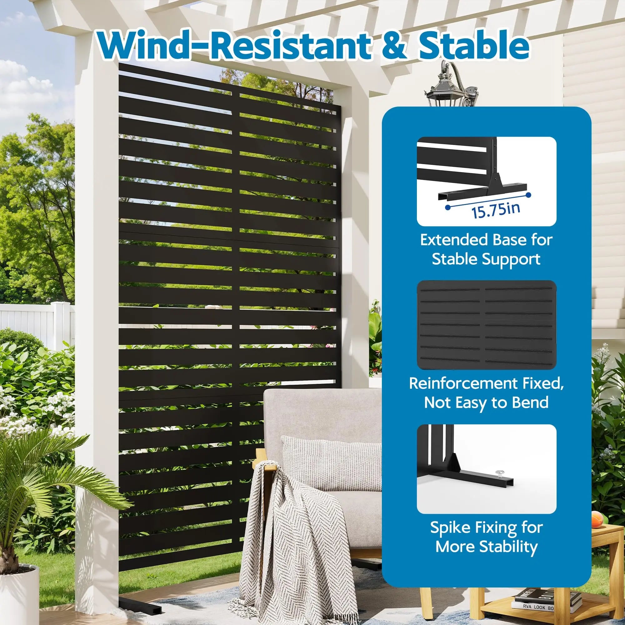 HiMISS 6FT Metal Privacy Fence — Freestanding Outdoor Screen Panel