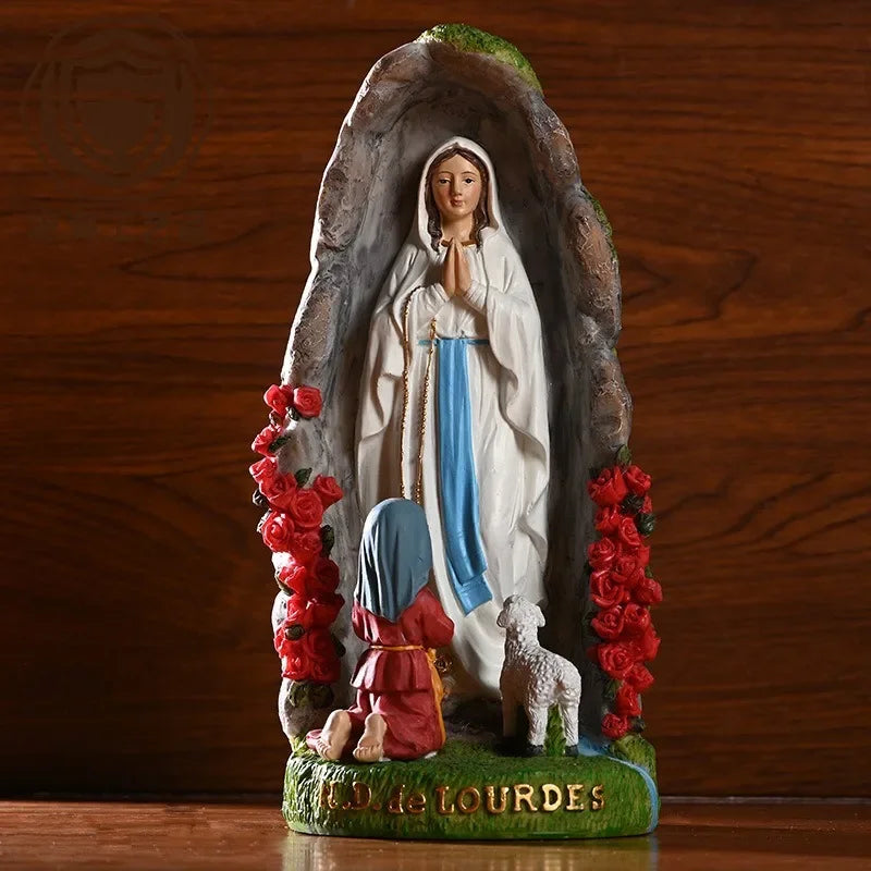 Our Lady Mary Lourdes Resin Figurine — Classical Religious Statue for Home Decor