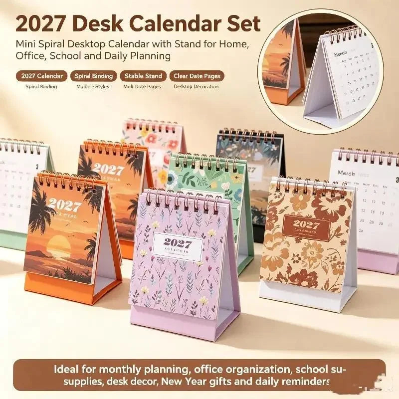 Flourishing Flowers Mini Desk Calendar — 18-Month Planner & Desktop Decor