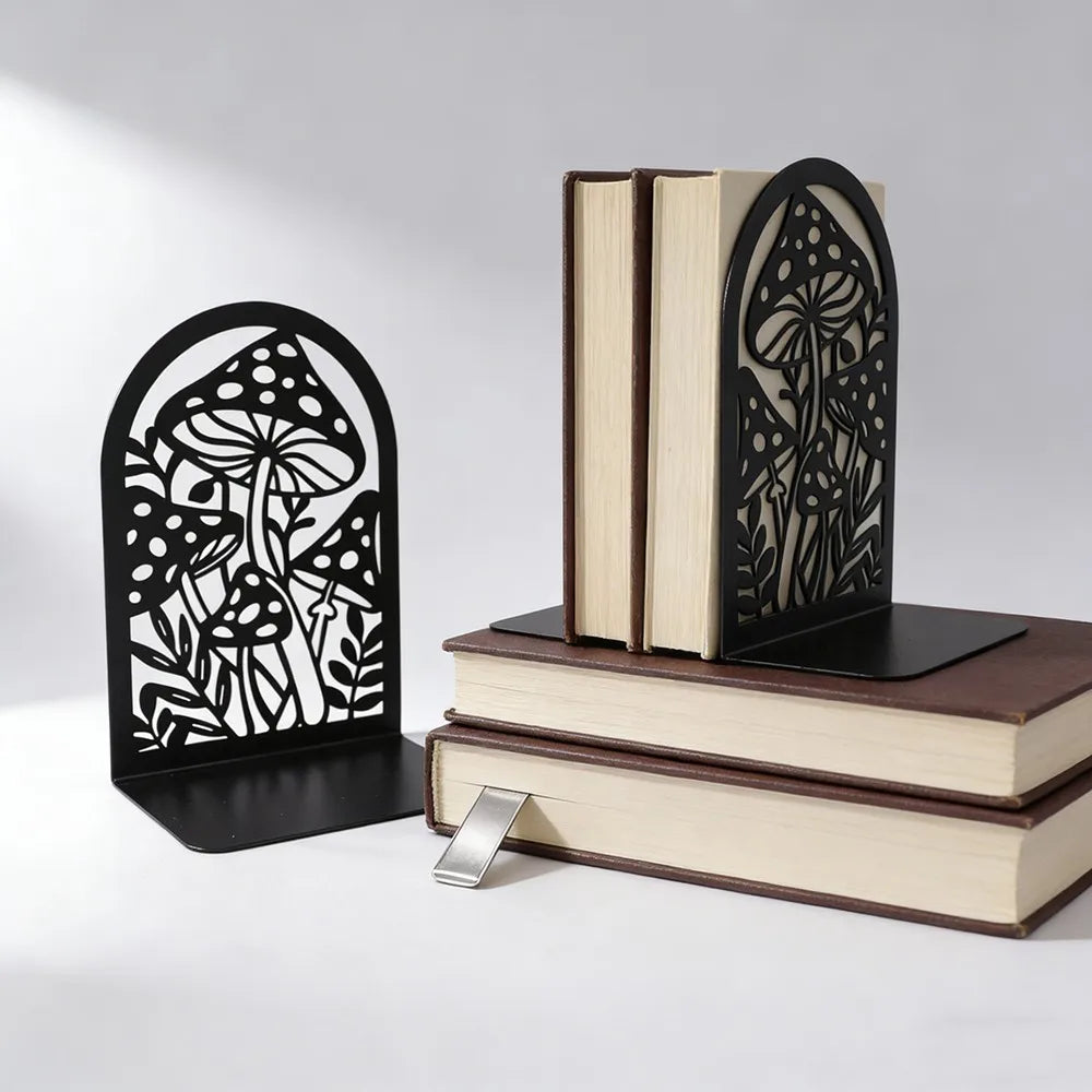 Modern Metal Bookends — Heavy Duty Decorative Support for Bookshelves