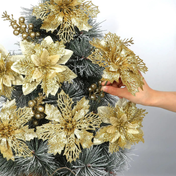 Glittering Artificial Flower Wreath Accessories — Decorative Floral Ornaments for Xmas