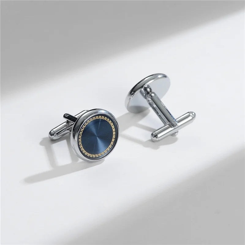 UJOY Luxury Copper Cufflinks — Elegant Round and Square Men's Jewelry Set