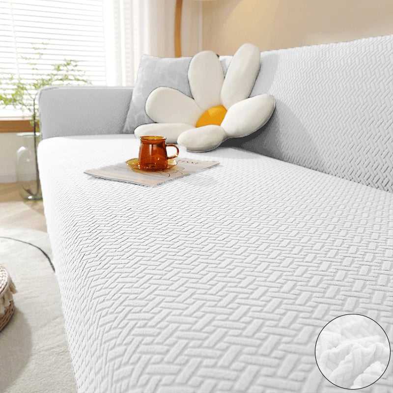 Jacquard Elastic Sofa Cover — Stretch Polar Fleece Slipcover Protector