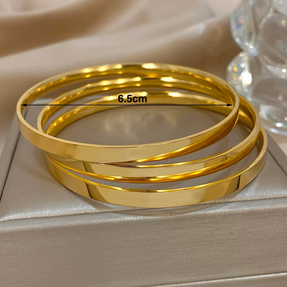 Slavena 18K Gold Plated Bangle Set — Waterproof Stainless Steel Jewelry