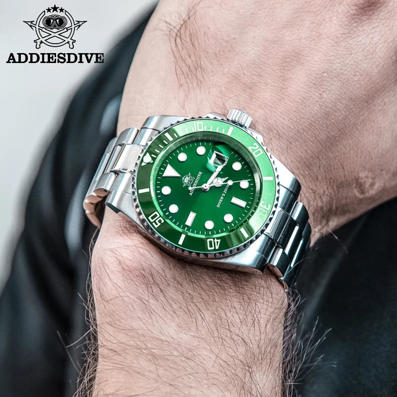 ADDIESDIVE Men's Classic Diver Watch — 200m Water Resistant Quartz Timepiece
