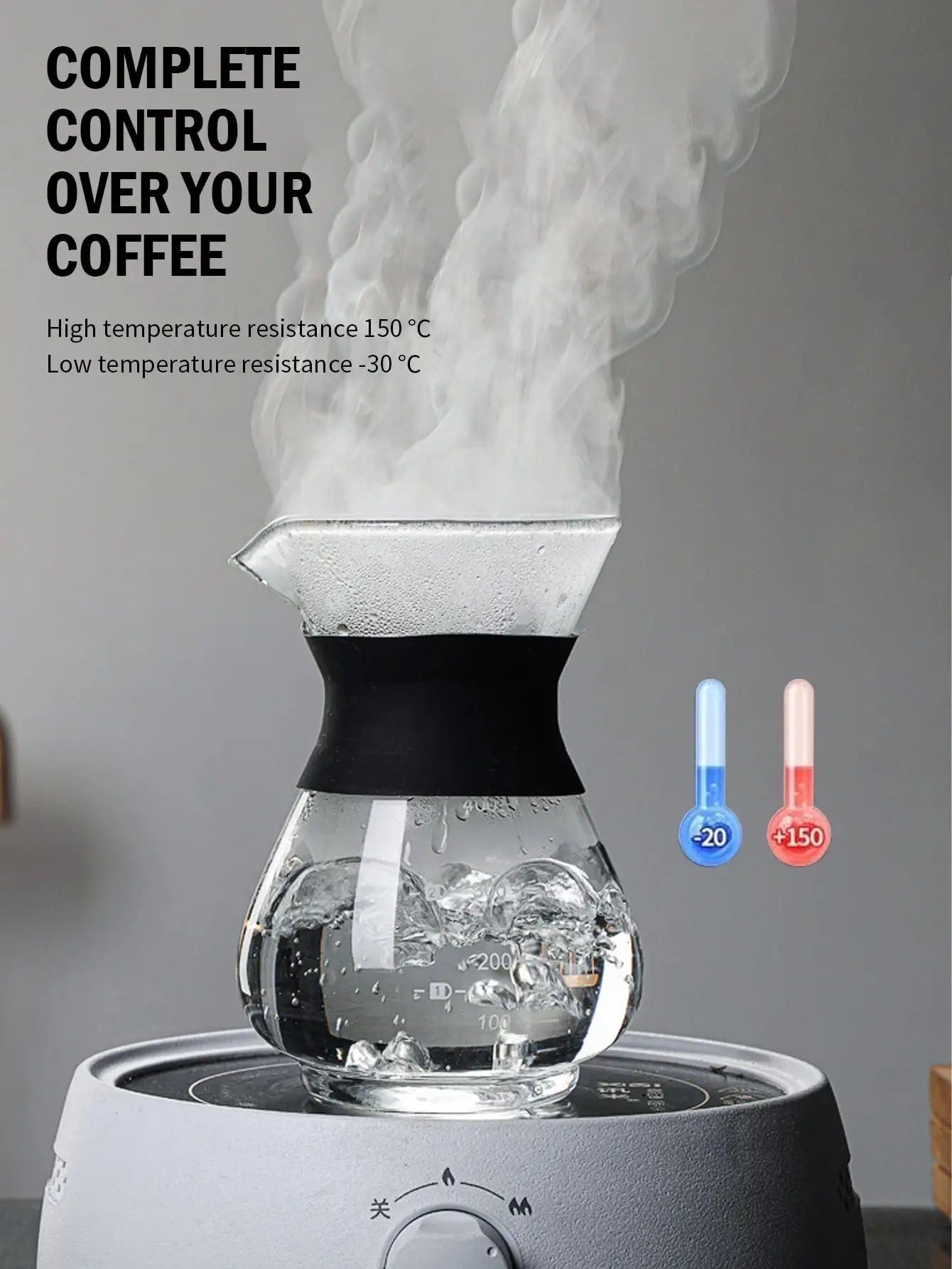 Leeseph Pour Over Coffee Brewer — Glass Dripper with Stainless Steel Filter