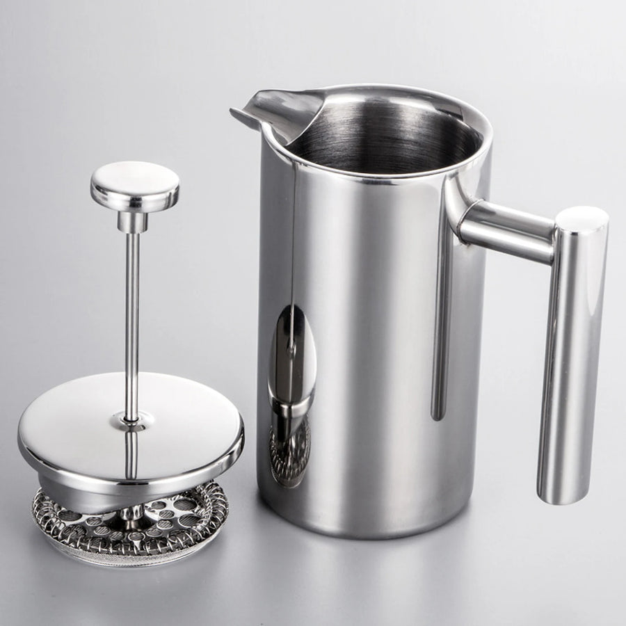Stainless Steel French Press Coffee Maker — Insulated Double Walled Pot