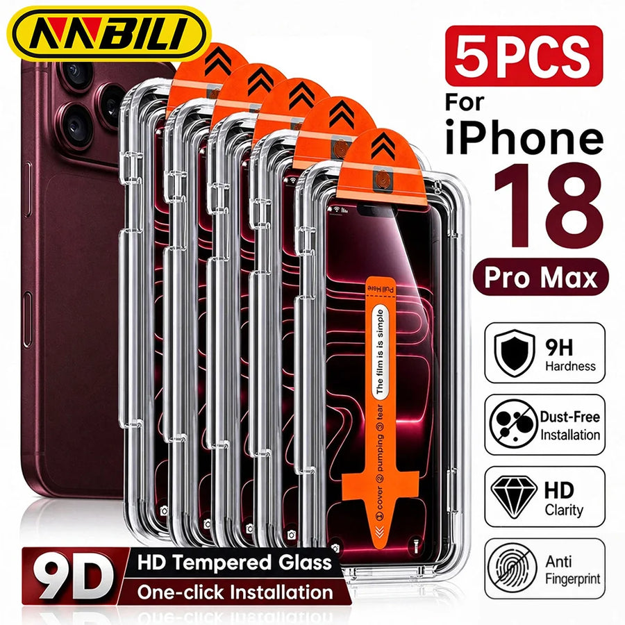 NNBILI 9D Tempered Glass Screen Protector — HD Dust-Removing Protection