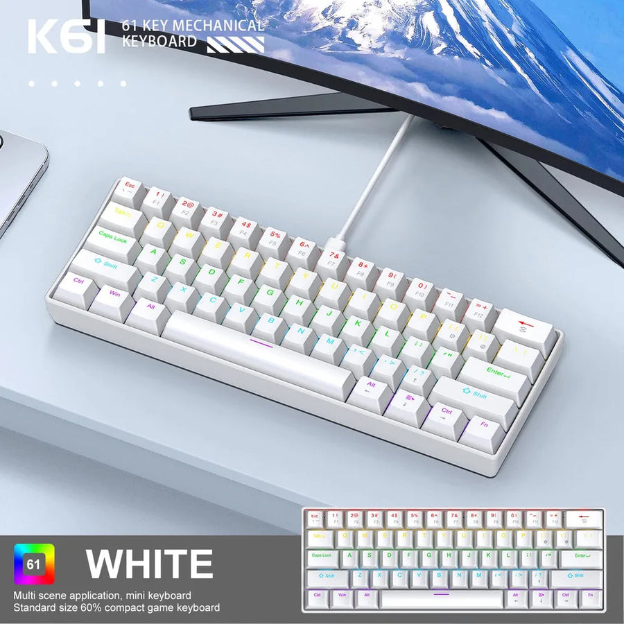 FREEWOLF K61 Mechanical Keyboard — Compact 60% RGB Wired Gaming Layout