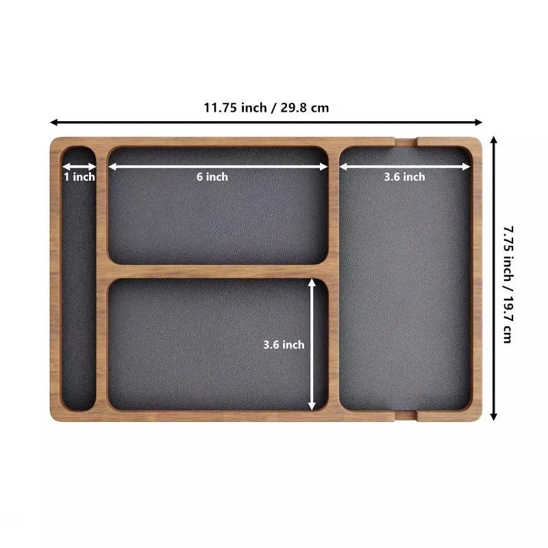 Solid Wood Desktop Storage Box — Multi-Compartment Organizer for Office & Home