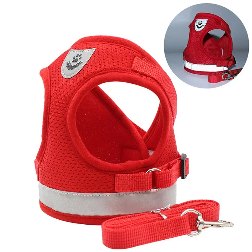 Reflective Mesh Pet Harness and Leash Set — Breathable Adjustable Vest