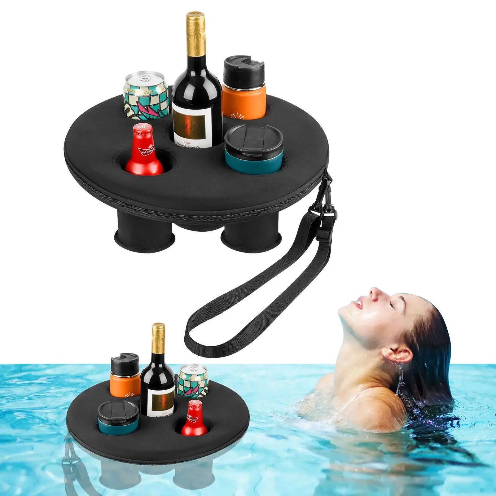 Floating Pool Cup Holder — 5-Hole Beverage Tray for Summer Parties