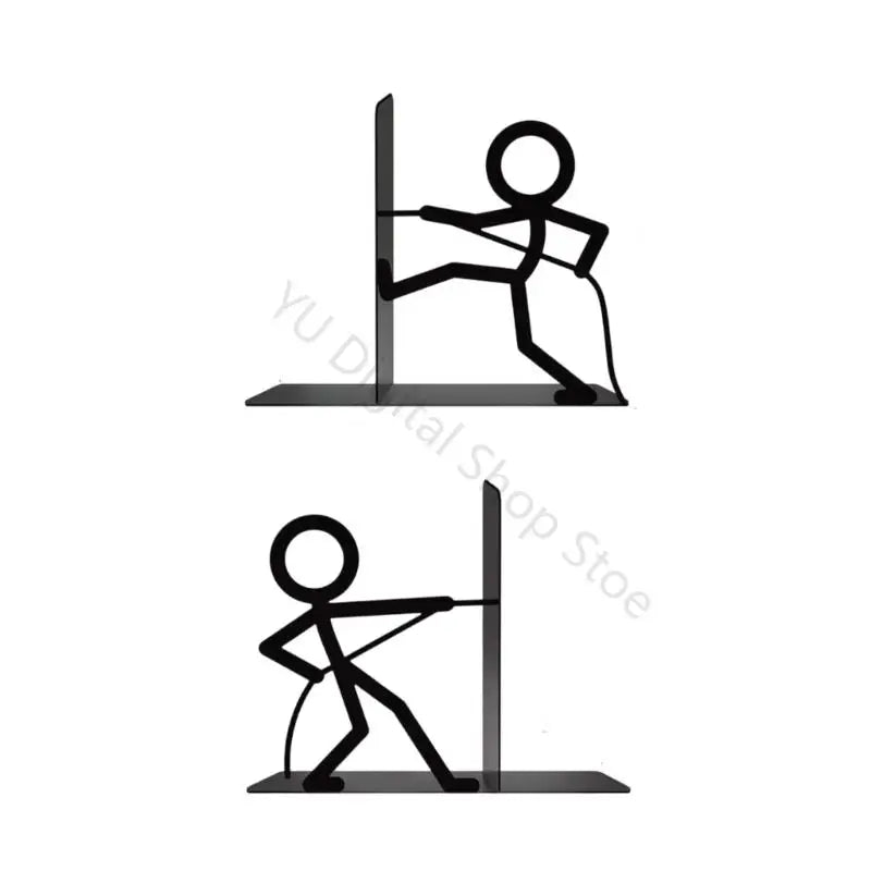 Metal Decorative Bookend Set — Playful Figure Design for Desk and Shelves