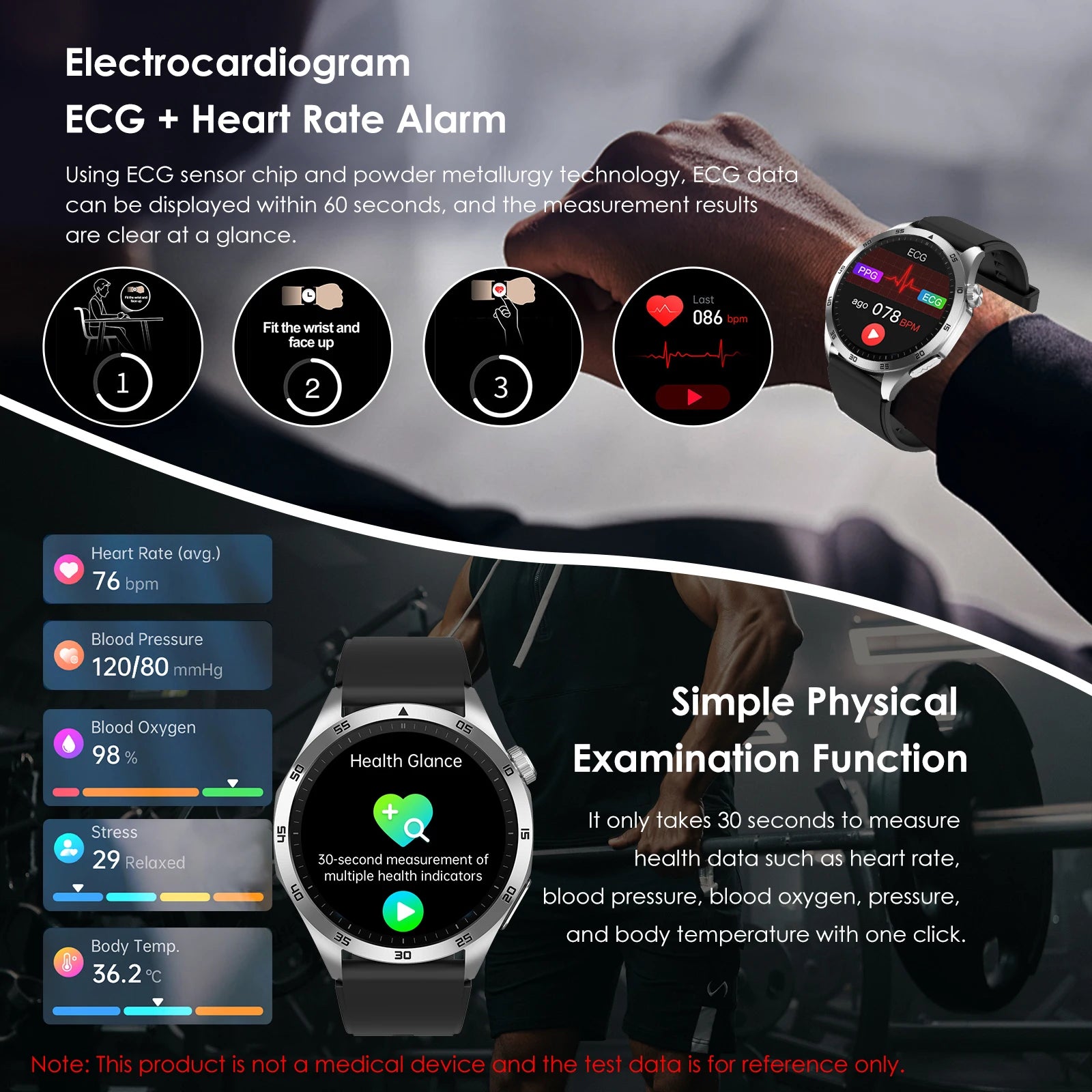 Marsyu Health Smart Watch — ECG & Blood Oxygen Monitoring, Bluetooth Call