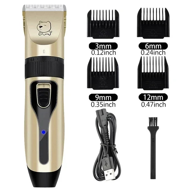 Professional Pet Hair Clipper — USB Rechargeable Grooming Trimmer, Gold