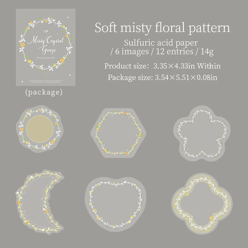 Transparent DIY Decorative Stickers — 12 Piece Set for Scrapbooking & Decor