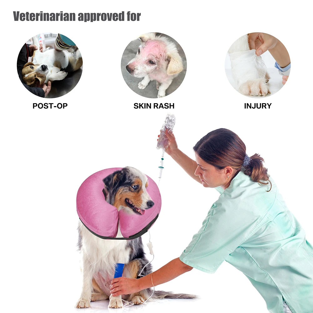 Inflatable Pet Recovery Collar — Soft Protective Cone for Dogs and Cats