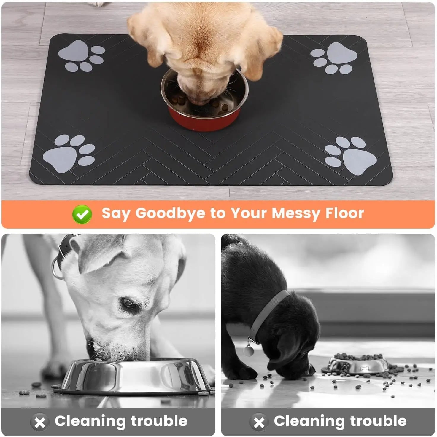 Absorbent Pet Feeding Mat — Waterproof Placemat for Food and Water Bowls