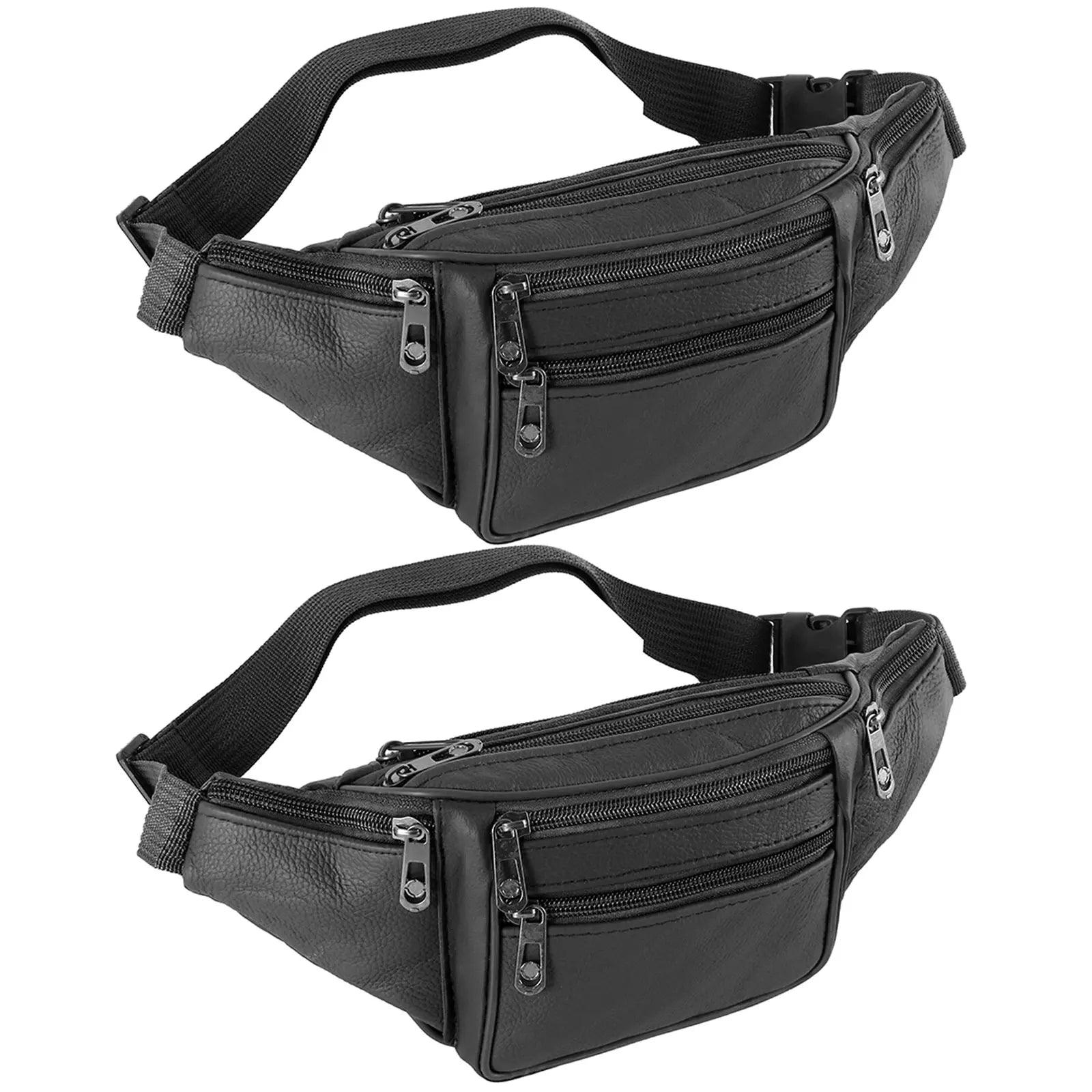 Genuine Leather Waist Pack — Multi-Pocket Travel Belt Bag for Men and Women