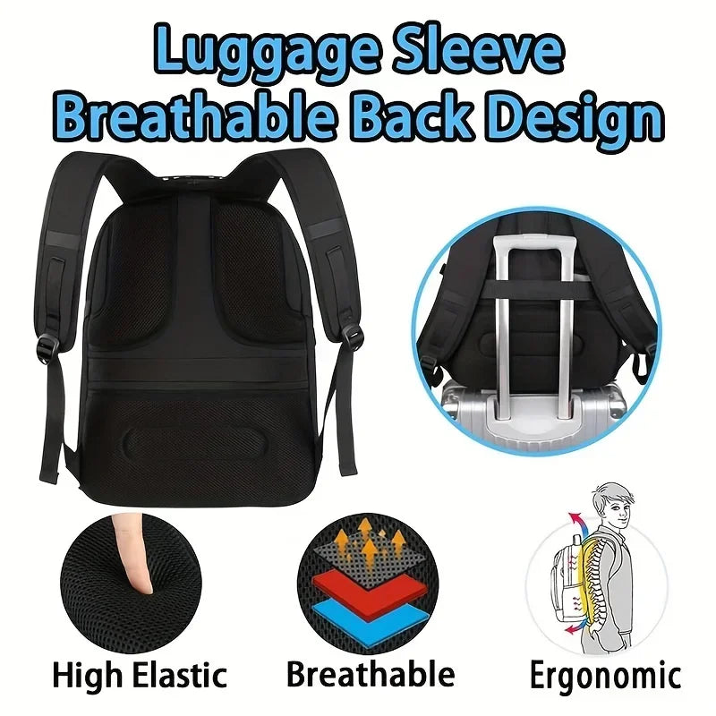 Men's Large Travel Backpack — Business Laptop Bag with USB Port