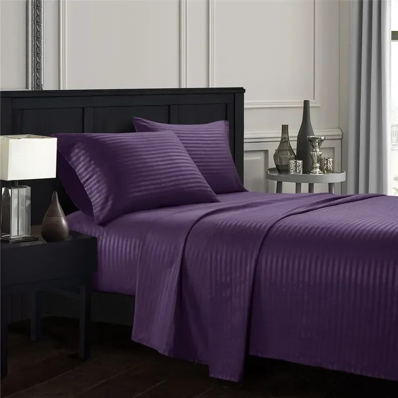mystybloom Embossed Brushed Stripe Bedding Set — Soft Textured Sheet Collection