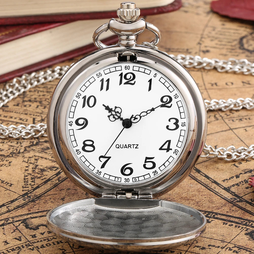 YISUYA Vintage Quartz Pocket Watch — Antique Style Necklace with Fob Chain