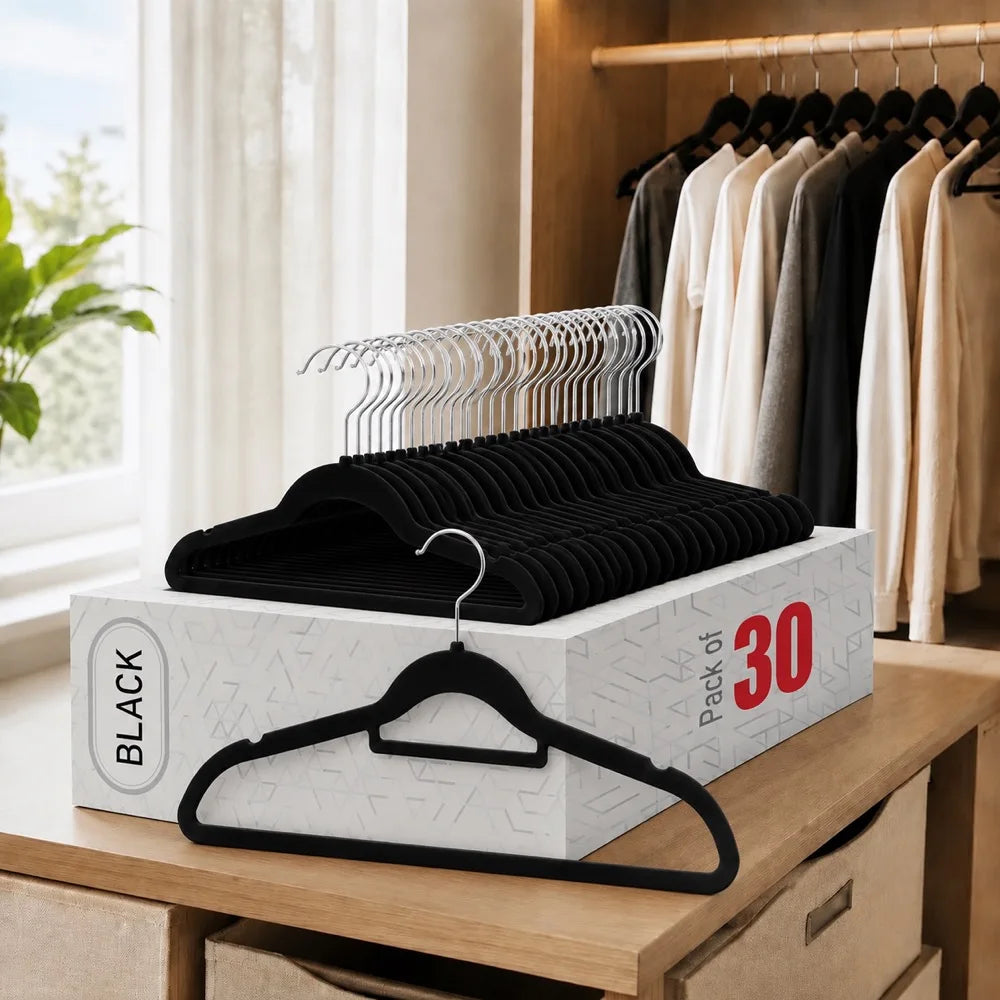 Non-Slip Velvet Clothes Hangers — Space-Saving Wardrobe Organizer