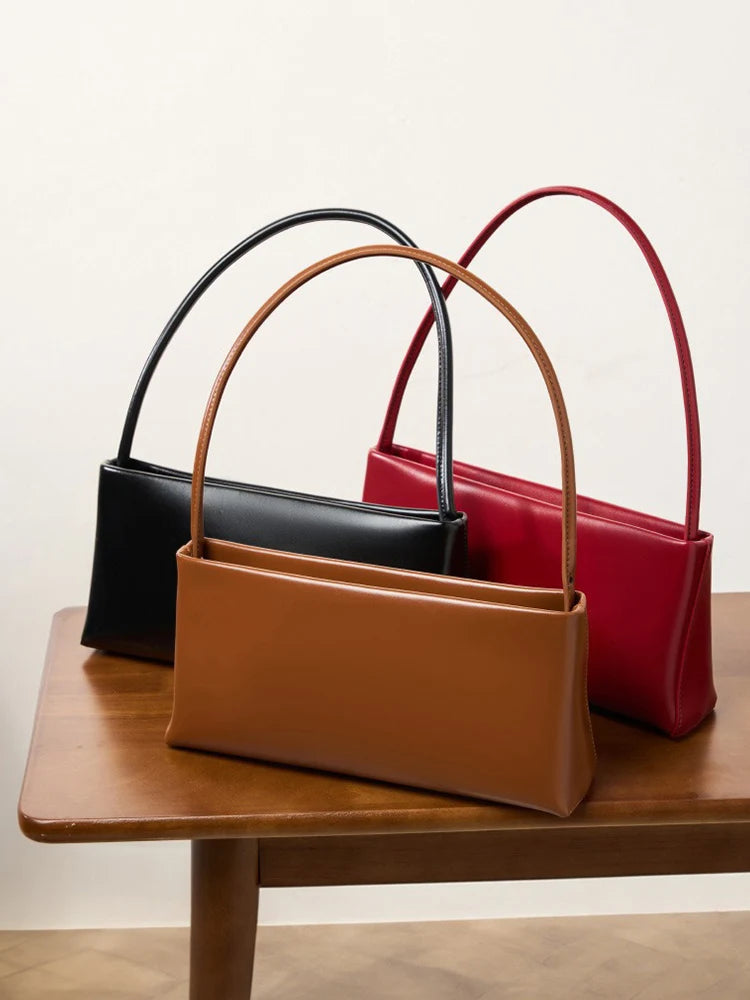 ZENCY Luxury Leather Shoulder Bag — Elegant Baguette Style Crossbody