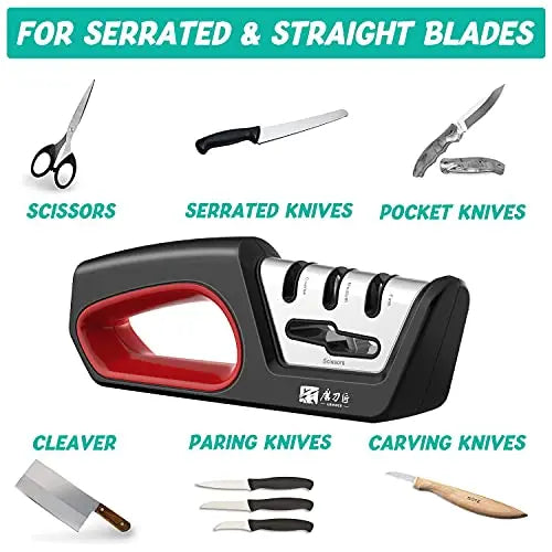 GRINDER 4-in-1 Kitchen Knife Sharpener — Tungsten & Diamond Blade Restorer