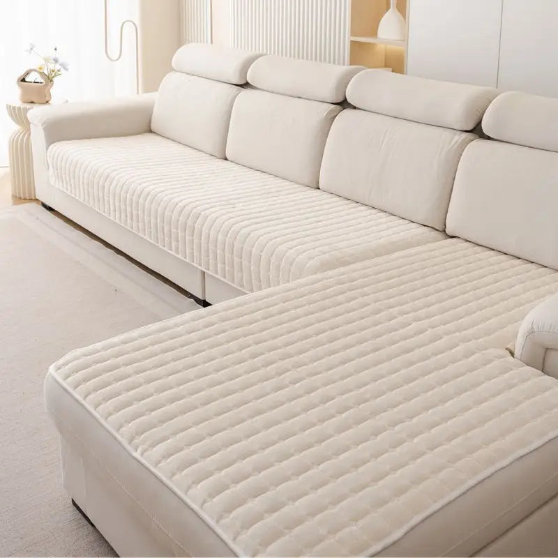 Plush Velvet Sofa Cushion — Non-Slip Soft Living Room Cover