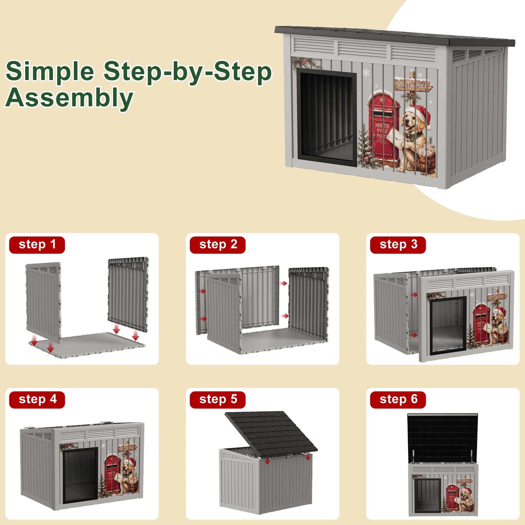 Christmas Dog House — Weatherproof Outdoor Kennel