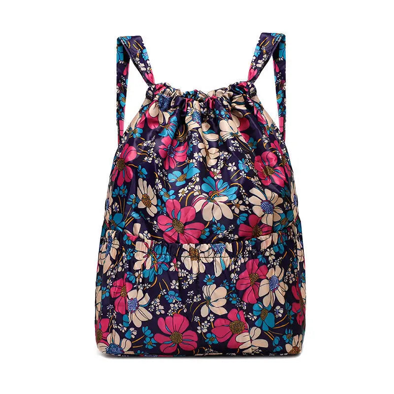 Large Capacity Drawstring Backpack — Waterproof Nylon Shoulder Bag