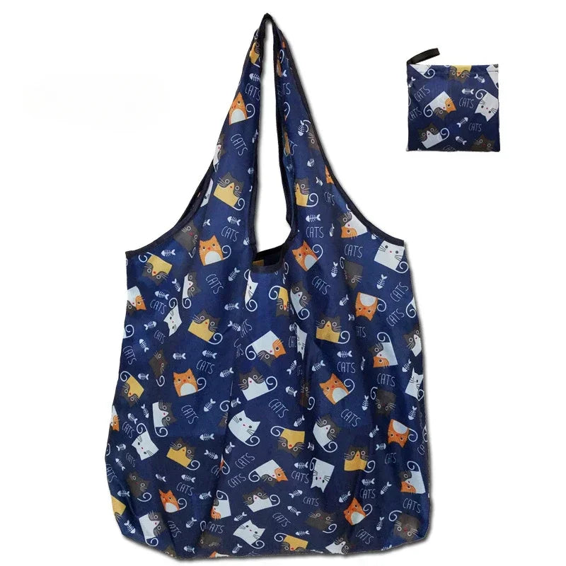 Foldable Reusable Shopping Bag — Large Capacity Animal Print Tote