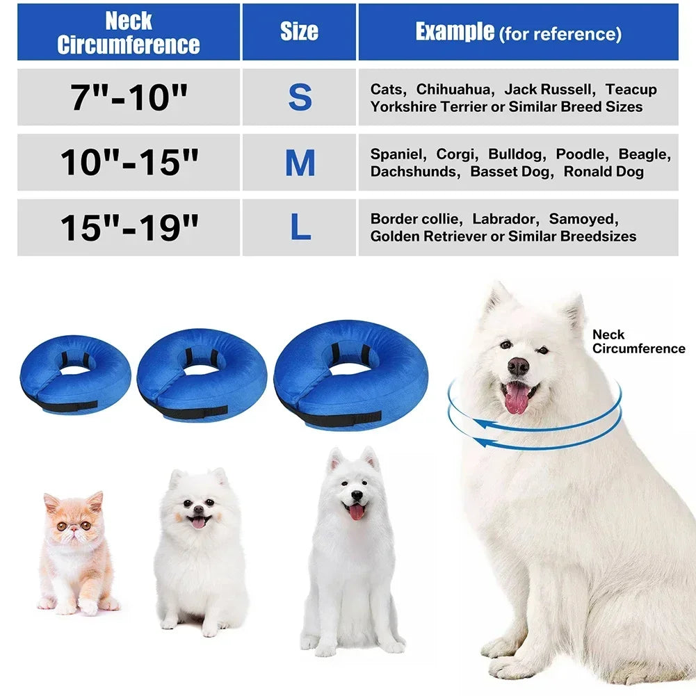 Inflatable Pet Recovery Collar — Soft Protective Cone for Dogs and Cats