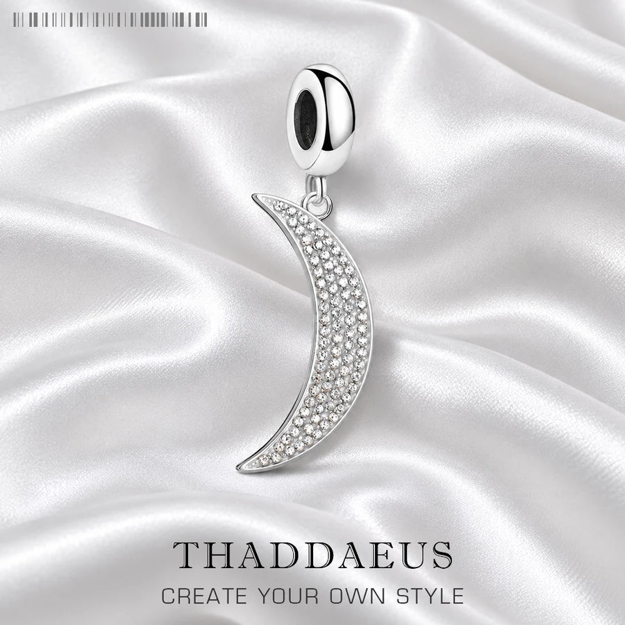 Thaddaeus Moon Zircon Pendant — 925 Sterling Silver Romantic Charm