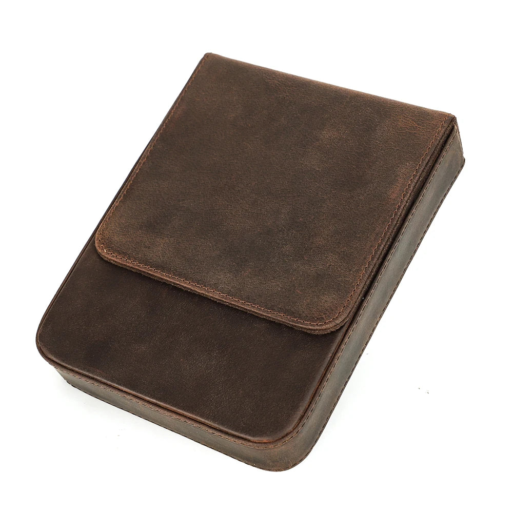 CONTACTS FAMILY Luxury Leather Pen Case — 6 Slot Organizer with Removable Tray