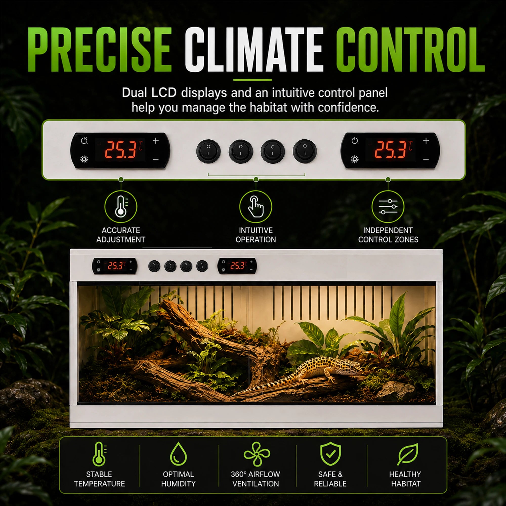 Reptile Terrarium Habitat — Stackable PVC & Tempered Glass Enclosure