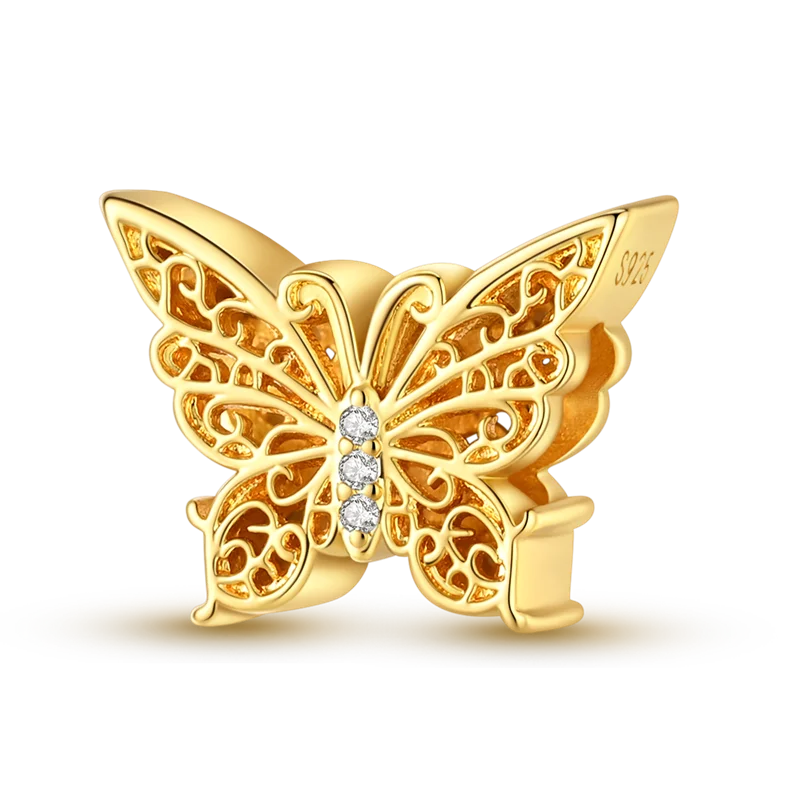 Charmhub Sparkling Zircon Elephant Charm — Gold Plated 925 Sterling Silver Bead