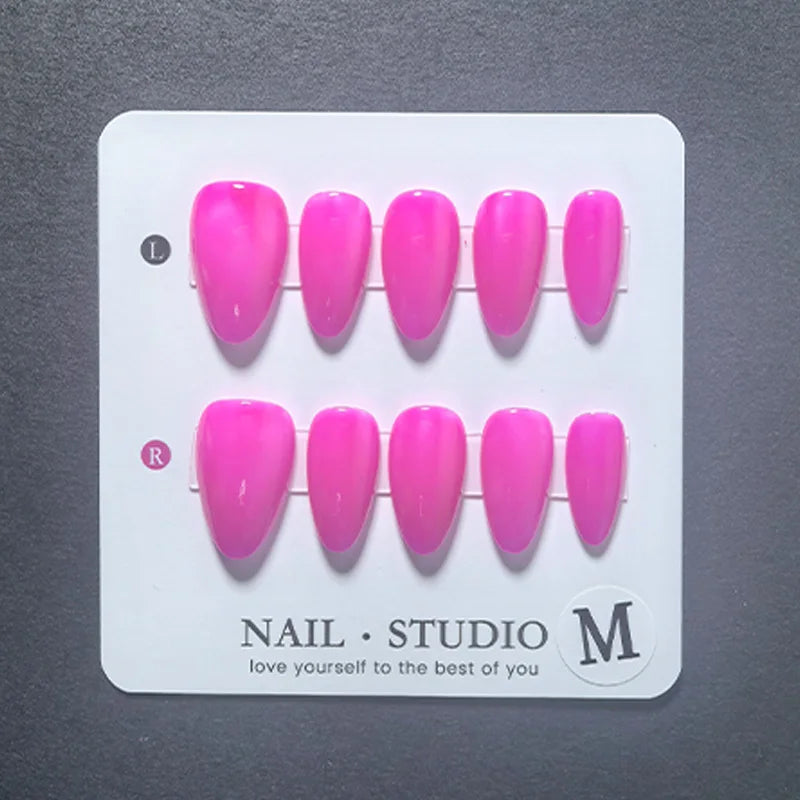 Lunamarine Almond Press On Nails — Bright Summer Color Handmade Set
