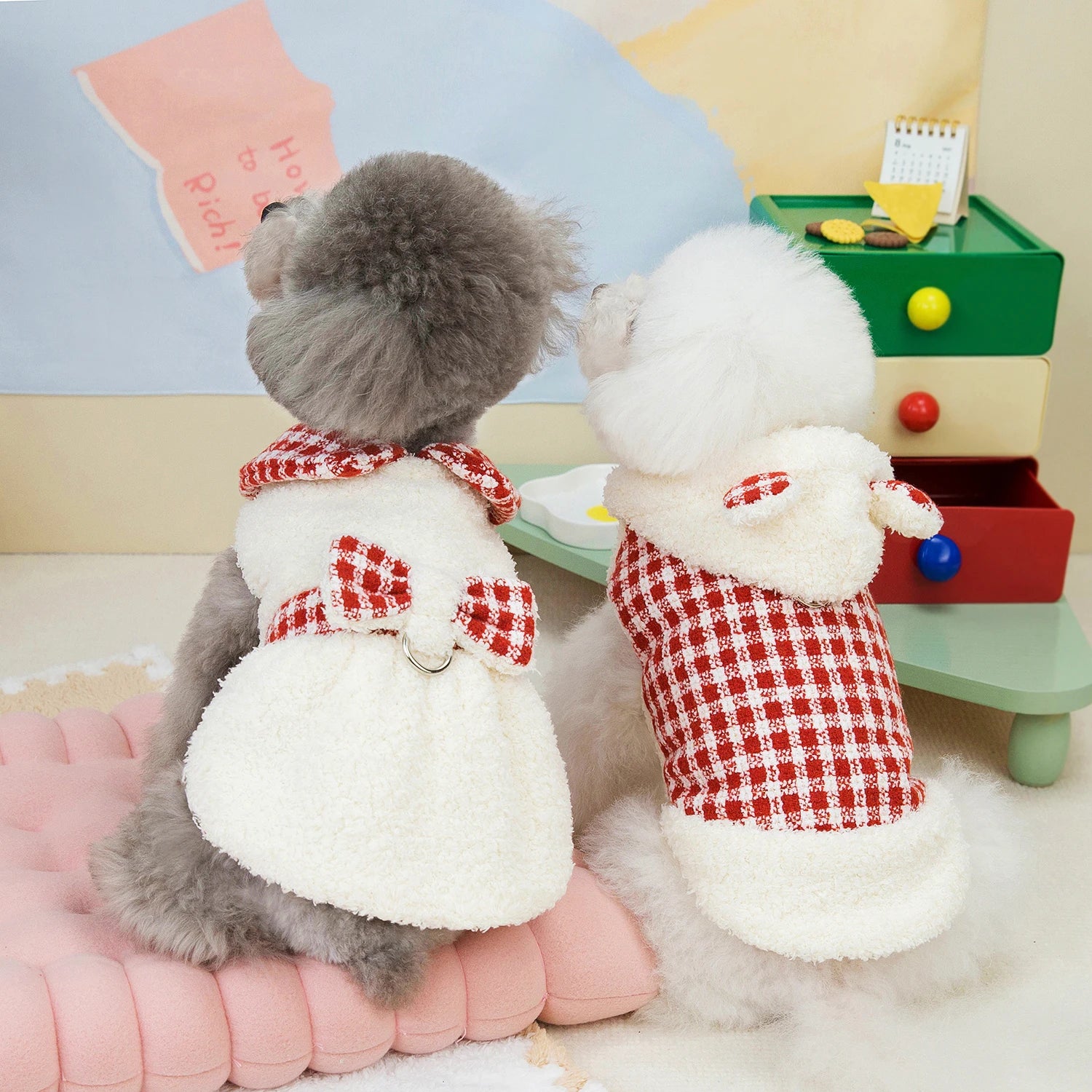 Plaid Dog Jacket and Dress Set — Stylish Autumn/Winter Pet Outfits