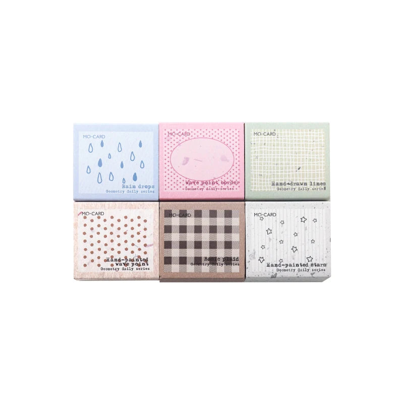 Geometric Aesthetic Wooden Rubber Stamps — DIY Scrapbooking & Card Making Set